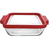 Anchor Hocking 8-InchSquare Glass Baking Dish with TrueFit Cherry Lid -