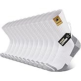 Heatuff Men's Cotton Cushion Crew Socks Athletic Running Moisture Wicking Thick Heavy Duty Work Boot Socks(6 Pairs)