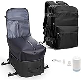 VECAVE Vacuum Travel Backpack with Pump for Women, Personal Item Carry on Backpacks Flight Approved for Men,Laptop Waterproof Work Compression bags Casual Daypack(Black)