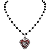 Sacina Gothic Y2k Red Bat Evil Eye Heart, Gothic Emo Grunge Necklace, Goth Jewelry, Halloween Christmas Jewelry Gift for Women