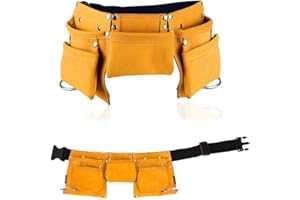 OFKPO Children's Leather Tool Belt, Kids Leather Working Tool Bag Child's Tool Pouch with Adjustable Belt for Costumes Dress 