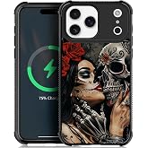 CARLOCA for iPhone 17 Pro Max 18 Pro Max Case Compatible with Magsafe Day of The Dead Skeleton Girl Love Pattern for Girl Ultra Protection Shockproof Soft Silicone TPU Non-Slip Back