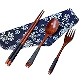 FORESTIME Japanese Wooden Chopsticks Spoon Fork