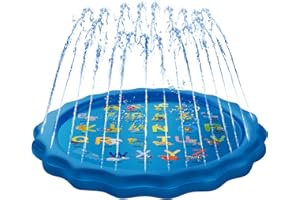 KingsDragon Splash Pad Inflatable Sprinkler for Kids Outside Toys, 67" Sprinkle and Splash Play Mat Kiddie Baby Toddlers Swimming Wading Pool for Learning Water Toys Gifts for 3 Year Olds