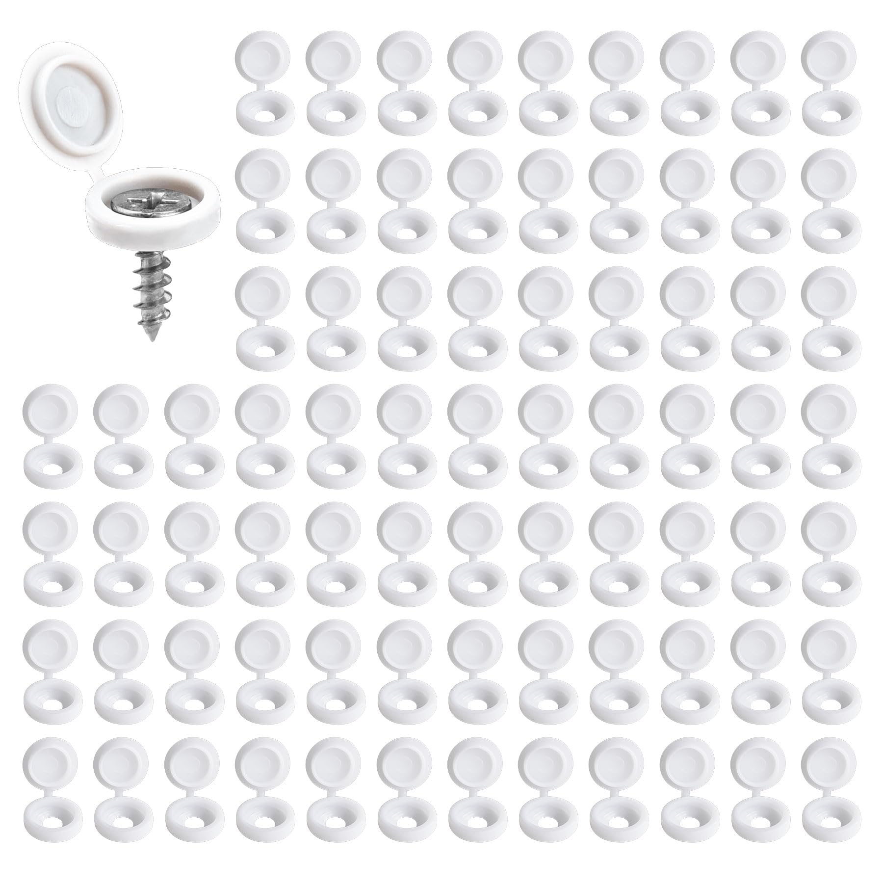 250 pcs Screw Cover Caps,Plastic Hinged Screw Covers, 0.34 Inch Plastic Caps for Screws,Universal Size 4-6mm,Suitable in Homes, Schools, Courtyards, Shops, Offices and Other Places（White）