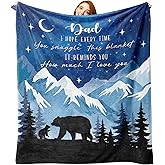 Paayna Gift for Dad from Daughter Son Flannel Throw Blanket, for Daddy, Birthday Ideas, Bear Dad Present for Men, Mountain Forest Soft Bedding Sofa Blankets 50 x 60 in