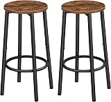 HOOBRO Bar Stools Set of 2 Rustic Brown, 30x30x64 cm, Metal Frame, Footrest view 1