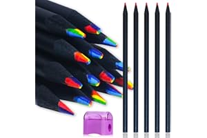 Haikole Colored Pencils for kids 12pcs Rainbow Pencils With Sharpener,Color Changing Pencils for Sketching & Coloring,7 in 1 color Pencils Cute Drawing Kit (12)