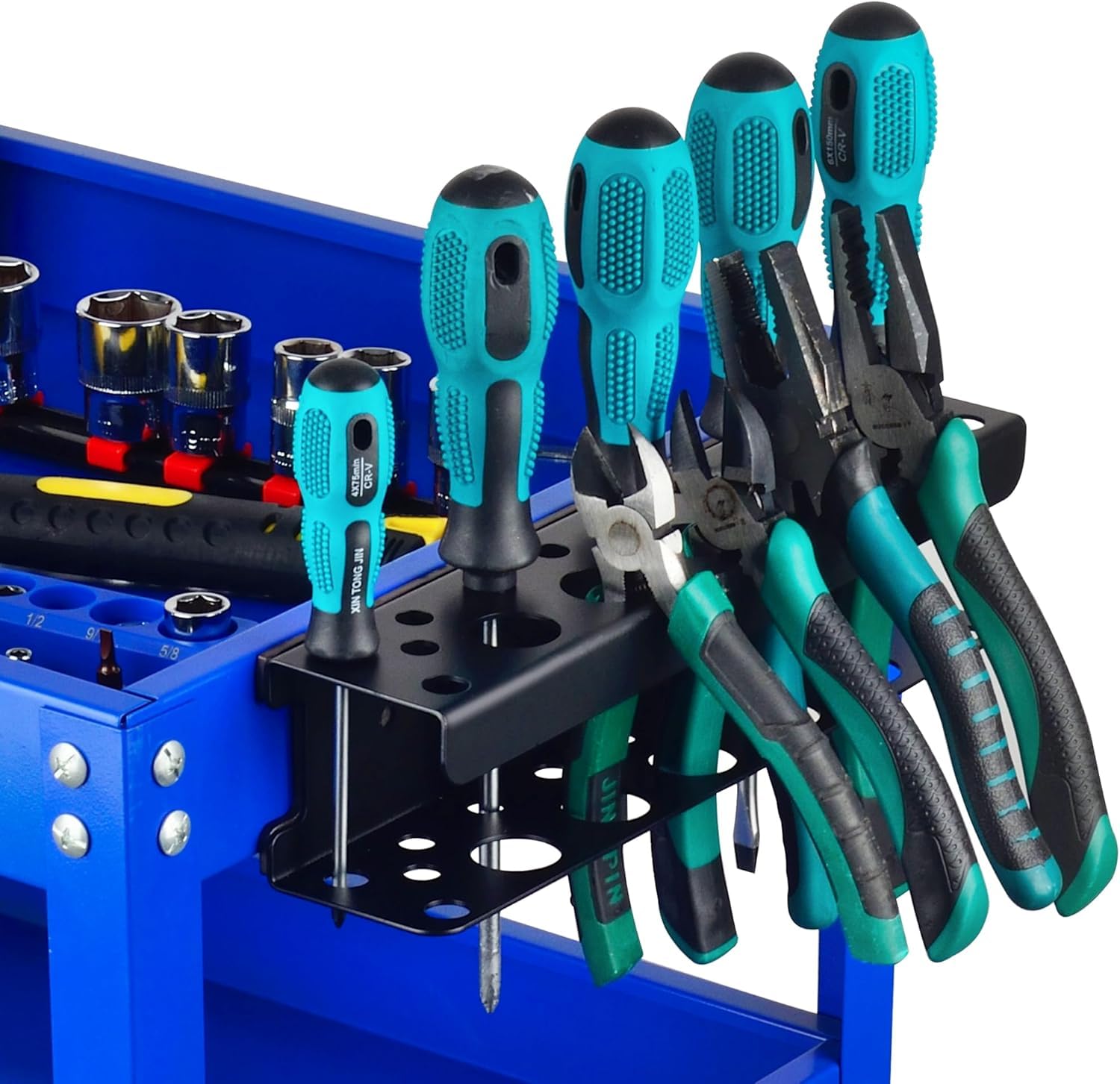 ULIBERMAGNET Magnetic Screwdriver Holder Rack, Heavy Duty Magnetic Tool Holder, Pliers Organiser Rack for Screwdriver, Plier, Shears, Magnetic Mount Tools Rack for Garage, Tool Cart, Pegboards,