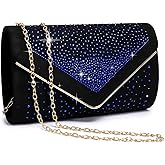 Dasein Women Rhinestone Evening Bag Faux Suede Clutch Formal Party Sparkly Purses Cocktail Wedding Handbag
