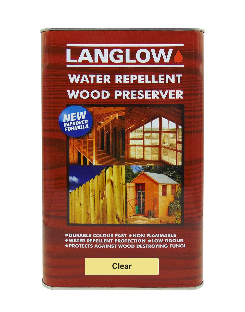 Langlow Wood Preserver Clear 5L - Deep Penetrating Timber Treatment for Structural Wood with Anti Fungal & Rot Resistance