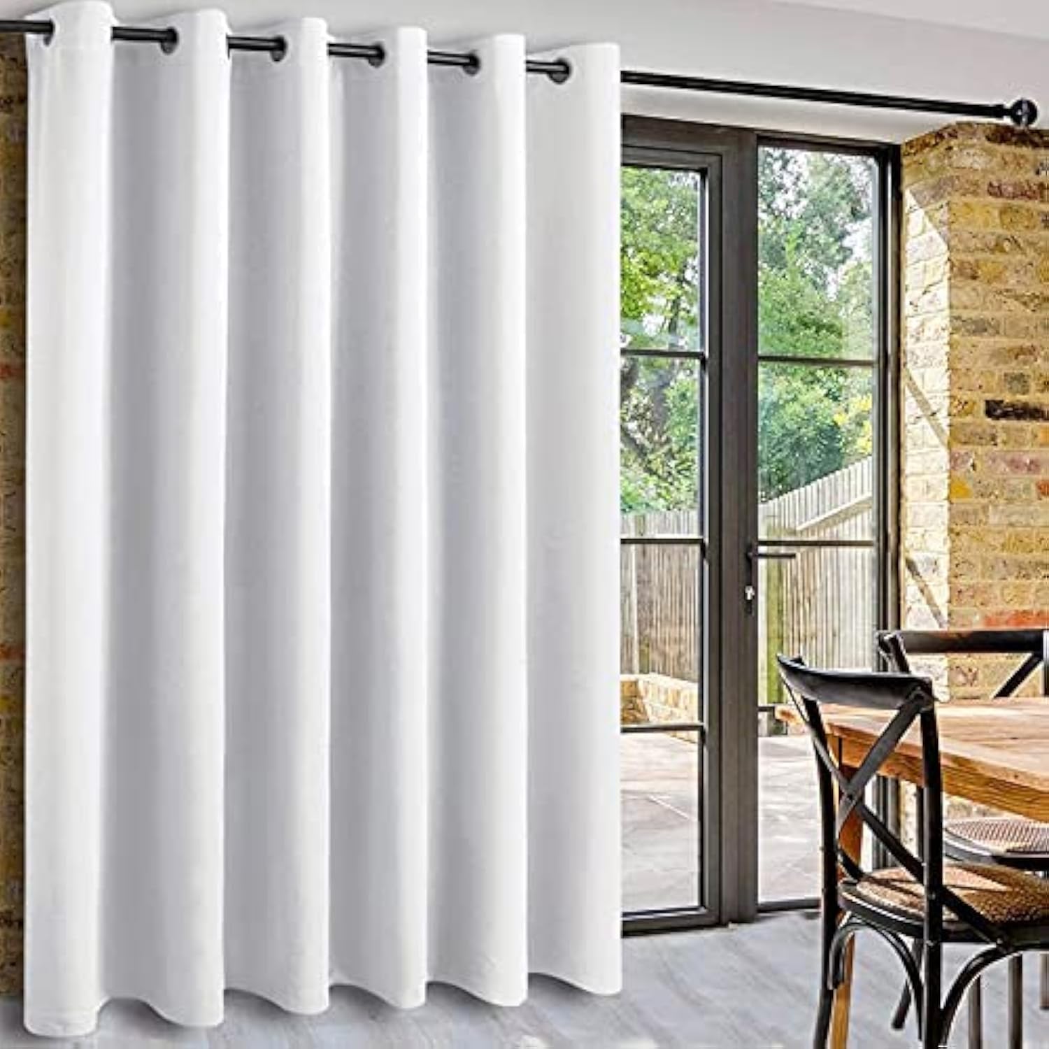 DWCN Total Privacy Room Divider Blackout Curtain - Thermal Curtains for Patio Door, Living Room, Bedroom Partition and Shared Office Space, 1 Grommet Curtain Panel, 8.3ft Wide x 7ft Tall, White — image 1
