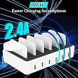 AICKXON 50W 6 Port Multi Device Charging Station Dock White Mixed Cables view 3