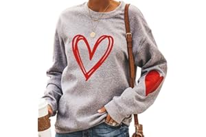 KNEYATTA Valentine's Day Sweatshirt Women Love Heart Grahic Print Long Sleeve Pullover Casual Blouse Tops