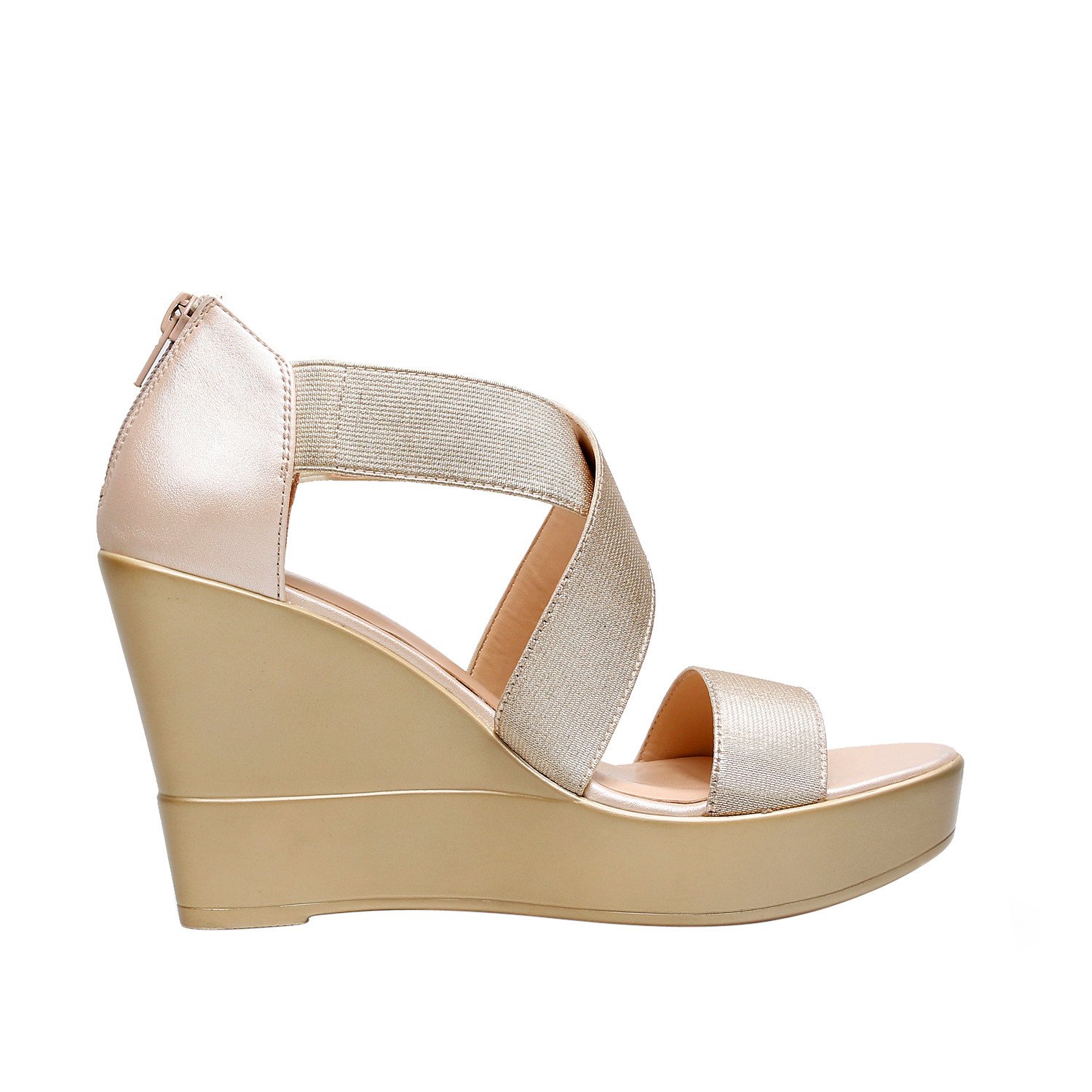 DUNION Women's AWE Zip Closure Crisscross Straps Platform Wedge Sandal Wedding Party Dress Shoe - Image 4