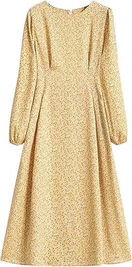 Amazon Co Jp ネコート ロングワンピース 長袖 ボートネック リボン 花柄 シフォン フェミニン レトロ 大人 かわいい 春夏 レディース 服 ファッション小物