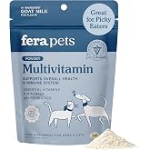 Fera Pets Cat &amp; Dog Multivitamin - Goat Milk Powder Topper, 60 TSP | Picky Eater-friendly Multivitamin for Dogs &amp; Cats with Probiotics for Gut, Immune System &amp; Overall Health