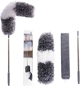 Microfiber Dust Collector, Retractable and Flexible Dust Collector, with Extension Rod (13-98 inches), Used for Ceilings, Beams, Ceiling Fans, Blinds, Furniture, Cars.