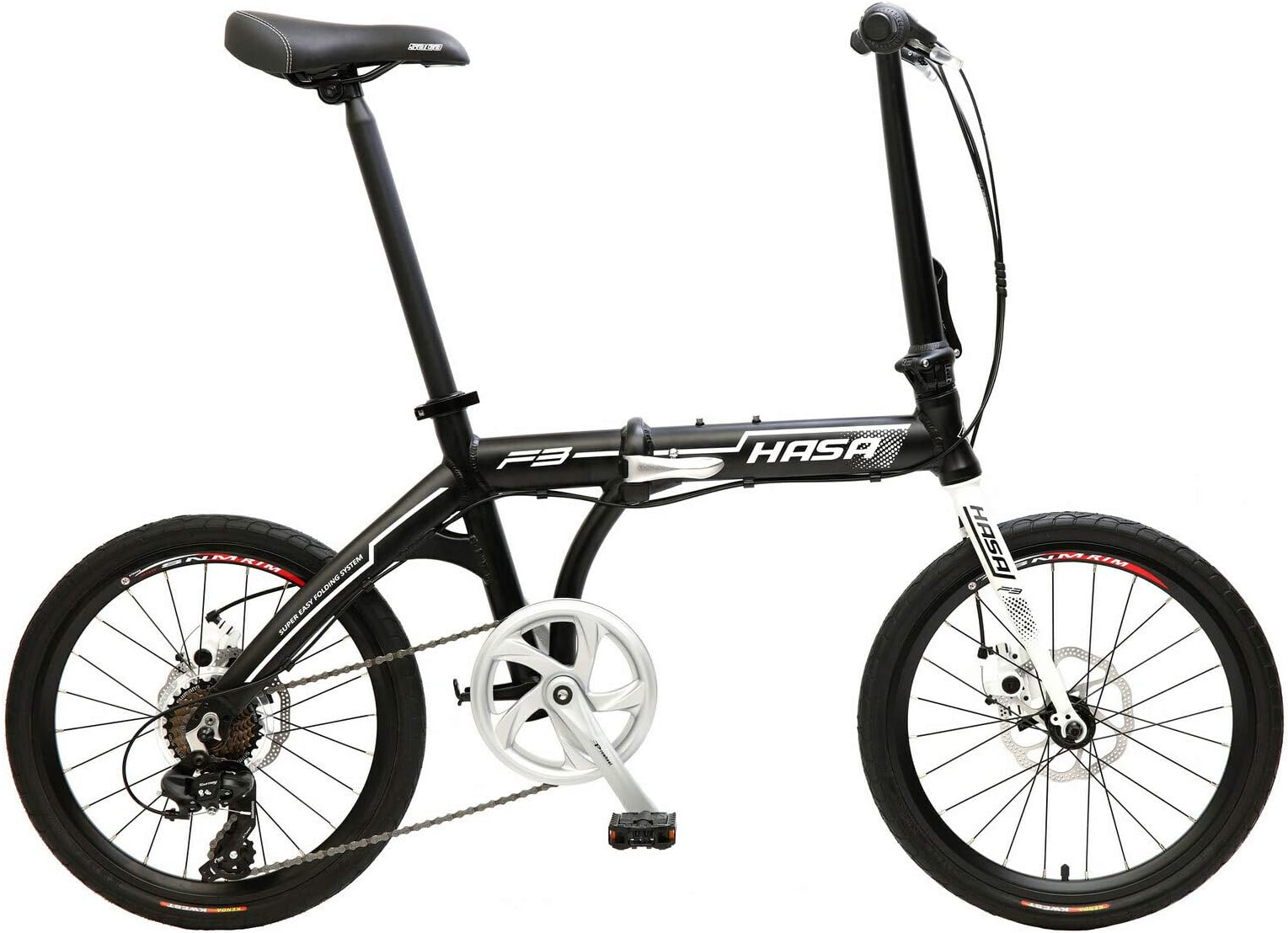 HASA Folding Foldable Bike Compatible with Shimano 7 Speed Black
