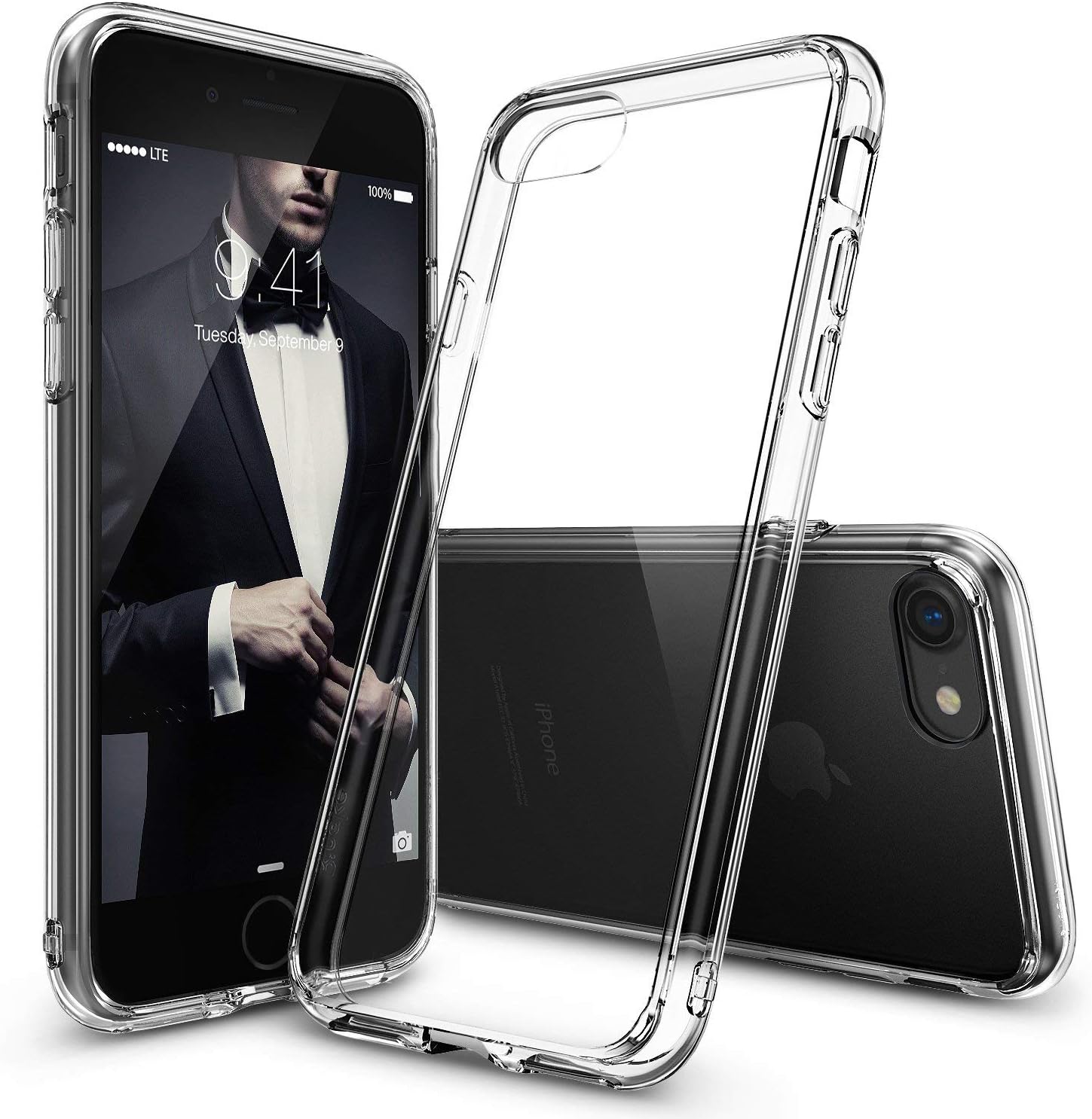 Ringke Fusion Case Designed for iPhone SE (2020), iPhone 8, iPhone 7 Case, Transparent Hard Back Shockproof Soft TPU Bumper Protective Cover for iPhone SE (2020), iPhone 8, iPhone 7 - Clear