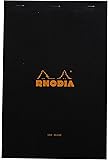 Rhodia Classic Black Notepad 8.25x12.5 Blank (80 Sheets)