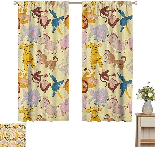 Curtains For Bedroom Nursery Cartoon Animals Jungle Themed Design