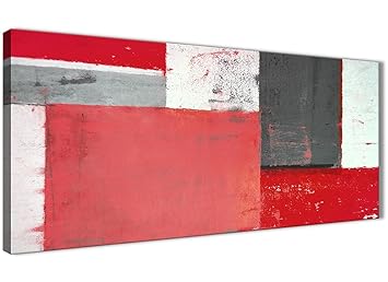 Rouge Gris Abstrait Peinture Sur Toile Décoration Murale