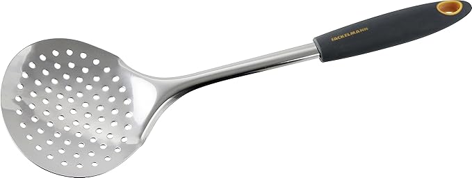 Fackelmann Abseihlöffel 34 cm SOFT, Küchenhelfer mit Funktionsteil aus Edelstahl, Schaumlöffel mit ergonomischen Griff (Farbe