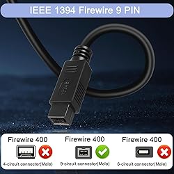 HATMINI 6FT Firewire 9pin Cable,IEEE 1394 Firewire