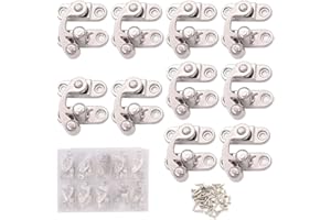 Youmeizer 10 Pieces Antique Vintage Lock Latch Hook Hasp Horn Lock with 40 Screws Jewelry Box Hardware Thickened Horn Lock Clasp Arm Latch Size 27 x 25 x 8mm (Silver/Left Latch Hook Hasp)