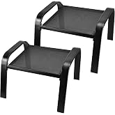 Deguifei Outdoor Footstools All Weather Ottomans Solid Steel Frame Footrest Seat Side Table Black