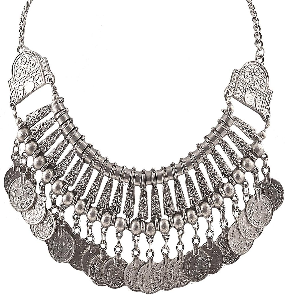 Vintage Inspired Oxidized Intricately Crafted Peacock Flower Designed Pendant with Chain for Indian Women Ethnic Traditional Jewellery