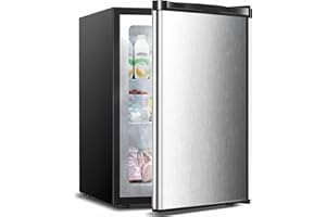 Electactic 3.2 Cu.ft Small Freezer, Mini Upright Freezer with Adjustable Thermostat, Removable Shelves, Reversible Single Door, for Bedroom/Home/Dorms/Apartment, Silver