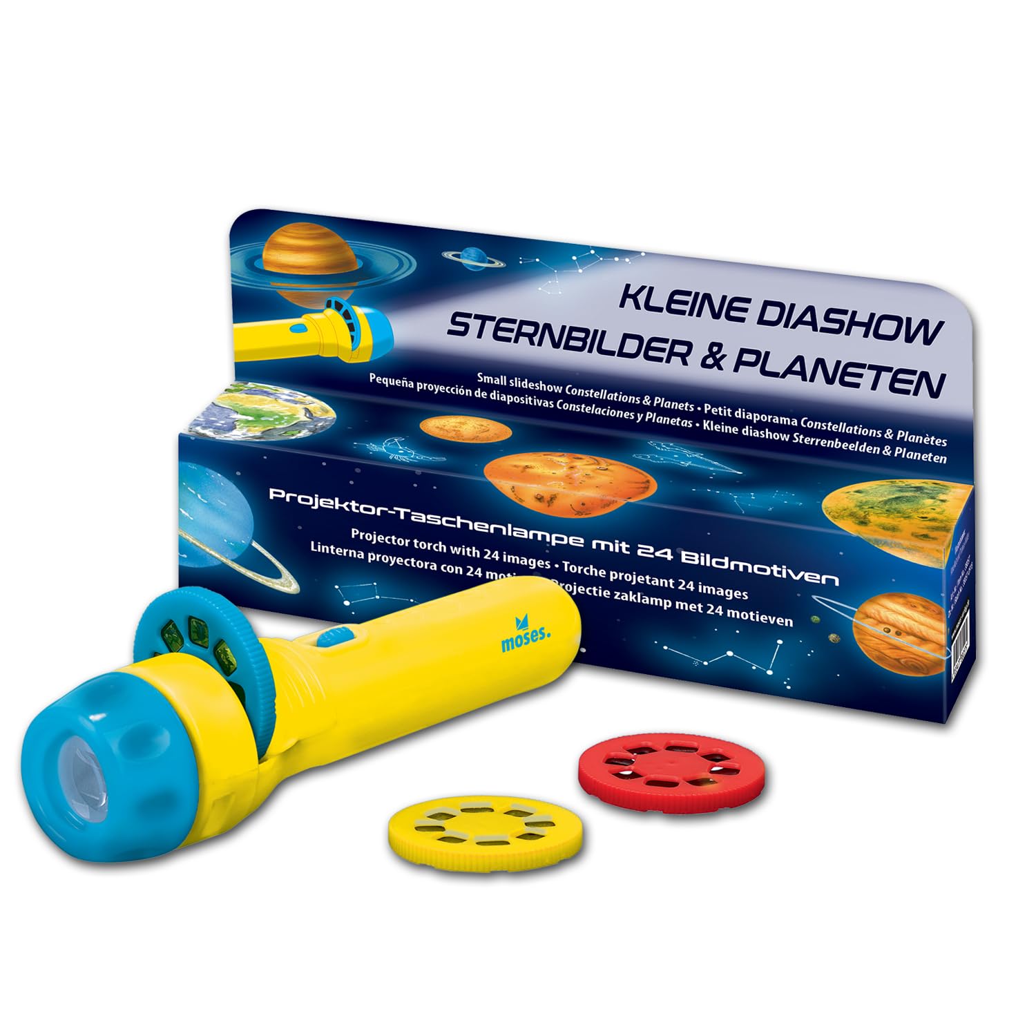 Moses 38057 Kleine Diashow Sternbilder und Planeten , Projektor-Taschenlampe für Kinder