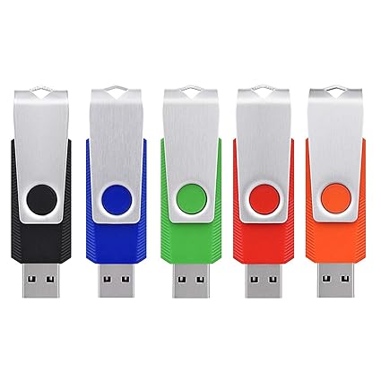 KEXIN 5 Stück 2GB USB Stick USB 2.0 Rotate Metall Pack(schwarz blau rot orange grün) (2GB*5PCS)