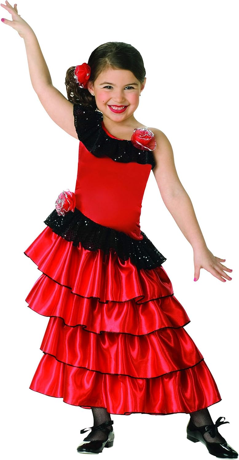 Child's Red and Black Spanish Princess Costume, Small