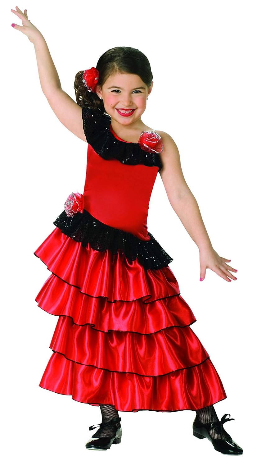 Child's Red and Black Spanish Princess Costume, Medium