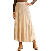Arach&Cloz Women's Wool Blend Wide Elastic Band A-Line Pleated Flowy Long Skirts 2025