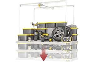 FERO Garage Ceiling Storage Racks – 4x8 FT Overhead Garage Storage Rack with Safety Lock, Heavy-Duty Ceiling Mounted Lift System and Storage Organizer, Ideal for Maximizing Overhead Space, 325 lbs Capacity