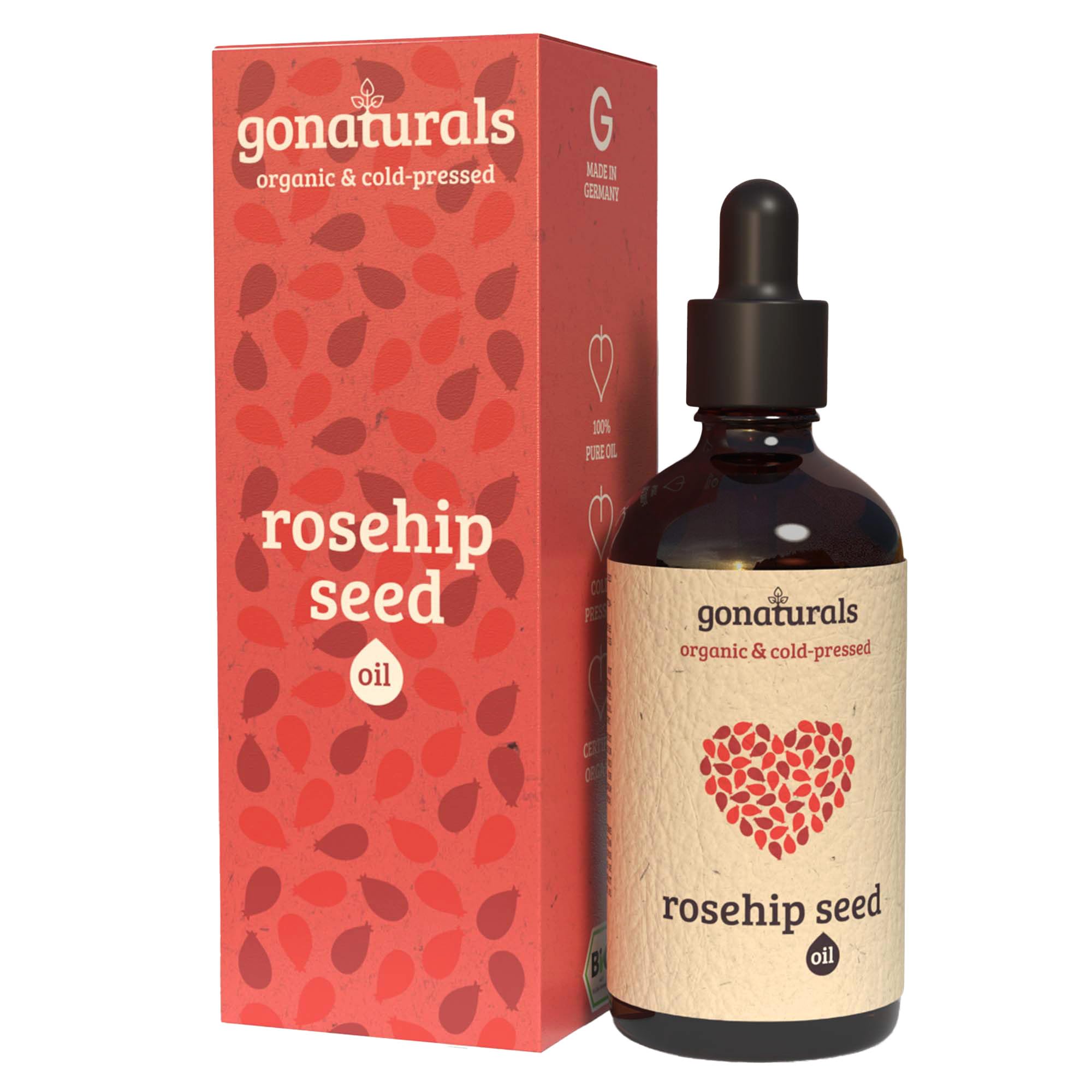 GoNaturals Cold-Pressed Rosehip Face & Body Elixir – Pure Rosehip Extract with Essential Oils – Hydrating Facial Serum for Skin & Acne Scars, 50 ml