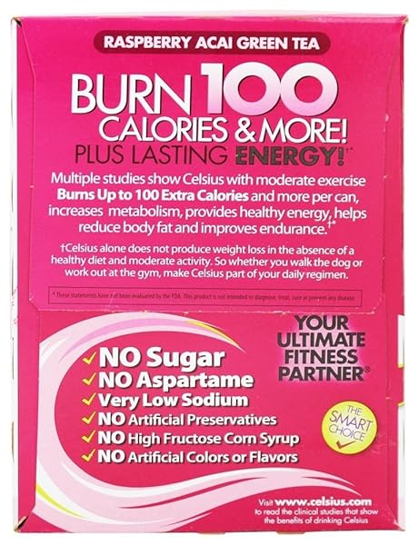 CELSIUS RTD GREEN TEA RASPBERRY, 12 OUNCE