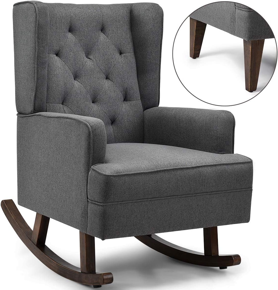 Amazon Com Giantex Nursery Rocking Chair Modern High Back Fabric