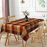 TTQYFNM 52x70inches Plaid Rectangle Tablecloth Red Checkered Polyester Table Cloth Cover Waterproof Spill Proof Wrinkle Resistant Table Protector for Kitchen Dining Room Indoor Outdoor Party Decors