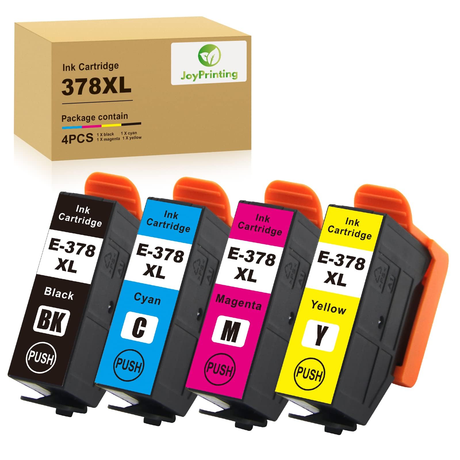 JoyPrinting 4X 378XL Compatible 378 378XL Ink Cartridges Replacement for Expression Photo XP-8500 XP-8505 XP-8600 XP‑8605 XP-8700 XP-15000 (1 Black, 1 Cyan, 1 Magenta, 1 Yellow)