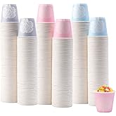 Tamone 600 Pack 3 oz Bathroom Cups, Small Paper Cups with Tree, Mouthwash Cups, Disposable Paper Cups,pink, green, gray, 3oz Paper Cups for Party, Picnic, BBQ, Travel, Home and Event