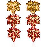 Vavhoo Red Maple Leaf Earrings for Women Autumn Fall Maple Leaf Dangle Thanksgiving Earrings Jewelry for Women