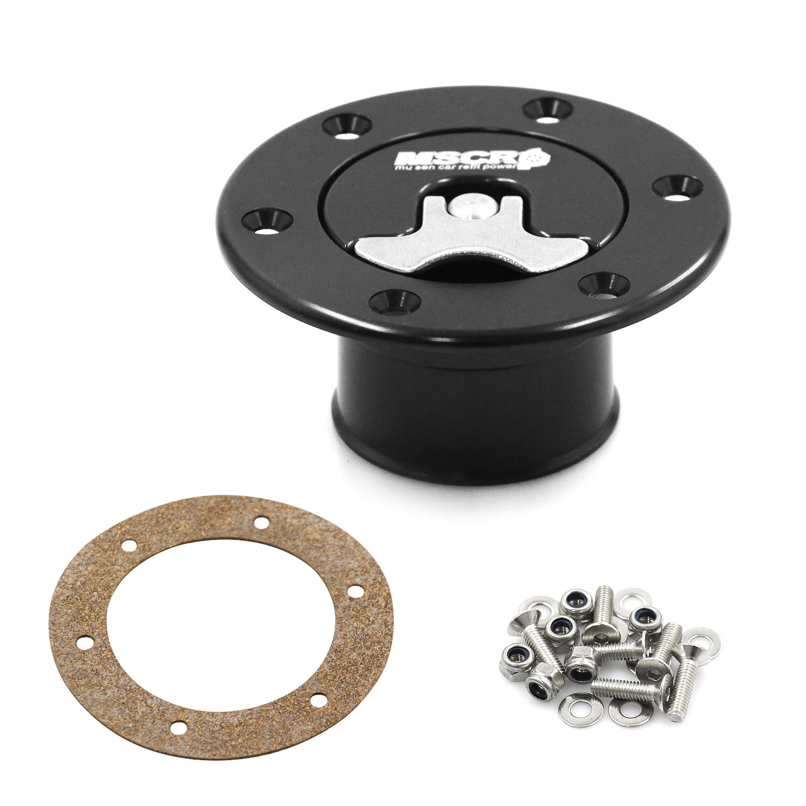 Photo 1 of Billet Aluminum 35.5mm Fuel Cell Gas Cap Fuel Surge Tank Cap with 6 Hole Non-vented (Black)