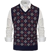 PJ PAUL JONES Mens V-Neck Knitted Sweater Vest Solid Plain Sleeveless Pullover Knitwear