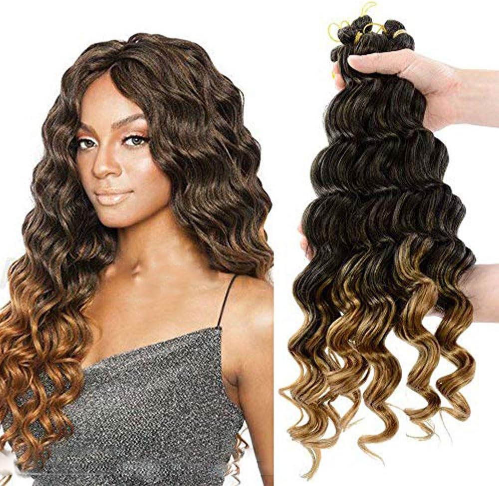 6 piece Synthetic deep Wavy crochet hair curly 20inch 80g bohemian braids crochet deep wave hair Extensions