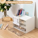 RISEMART Desk Organiser with 3 Drawers White 21x14.5x15.5cm Pen Holder view 5
